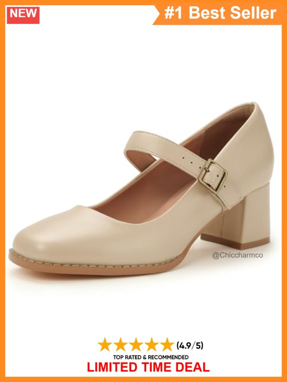 Mary Jane Block Heel Pumps Square Toe Chunky Heel